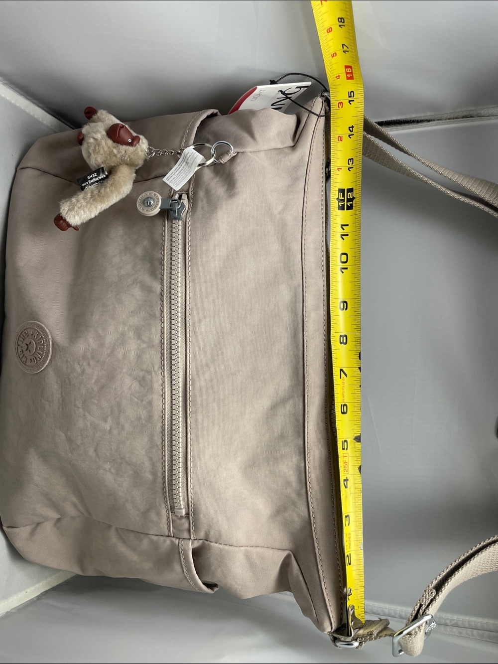Kipling Light Beige Messenger Crossbody with Signature Monkey Charm - Picture 2 of 14
